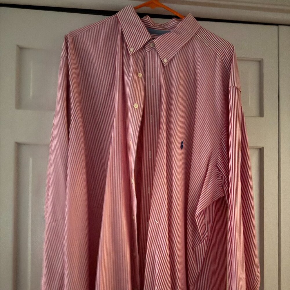Red/white strip button down 2XLT